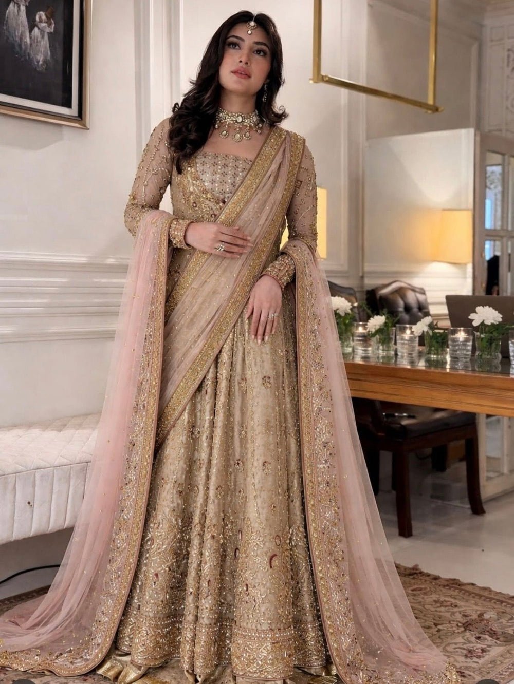Haris Shakeel | 3 Piece Unstitched Embroidered Zari (Double Dupatta)